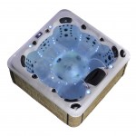 aurora 7 person hot tub with light blue light